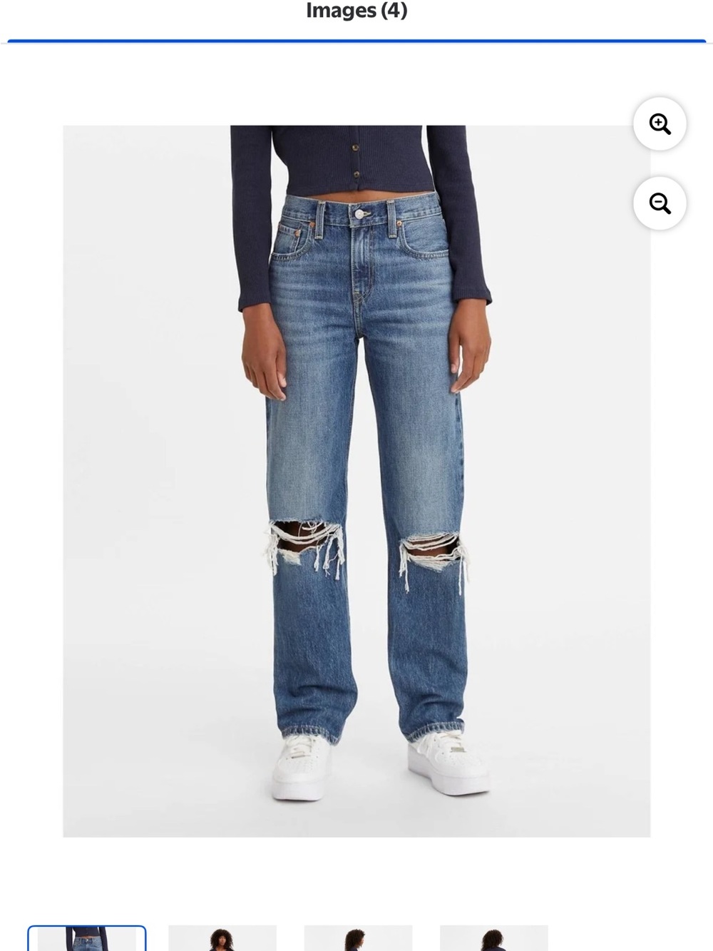 Levi's Blue Distressed Boyfriend Jeans with Knee Rips
